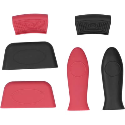 6-delige set Pothandvat Houder Verdikte Siliconen Anti-broei Kit Keukengerei black