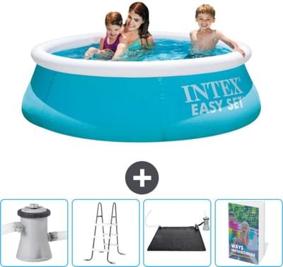 Intex Rond Opblaasbaar Easy Set Zwembad - 183 x 51 cm - Blauw - Inclusief Zwembadfilterpomp - Ladder - Solar Mat - Zwembadgids