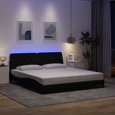 vidaXL - Bedframe - met - LED - zonder - matras - 180x200 - cm - stof - zwart
