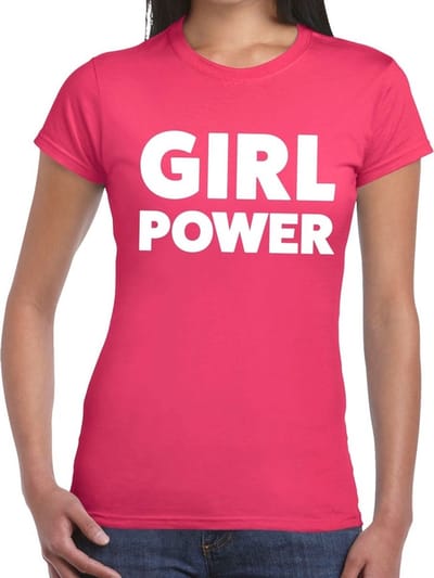 Girl Power tekst t-shirt roze dames - dames shirt Girl Power XXL