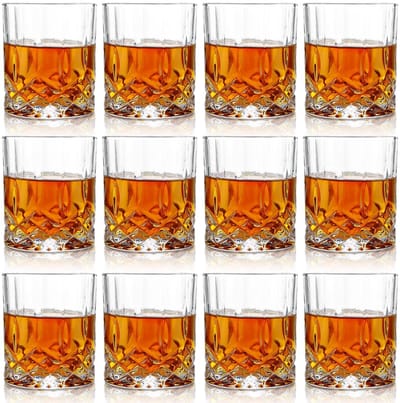 Dailygoods- Whiskyglas 300 ml - 12 Stuks - Loodvrij Kristalglas - Vaatwasmachinebestendig - Elegante Uitstraling - Perfect voor Whiskyliefhebbers - Waterglas