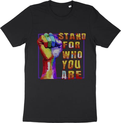 Heren Dames T Shirt - Pride - LGBTQ - Sta Voor Wie Je Bent - Zwart - XS