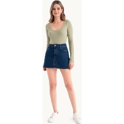 Langmouwige Basis Katoenen Croptop