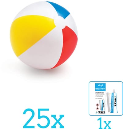 Intex Opblaasbare Strandbal Glossy - Medium - 51 cm - 59020NP - Diameter 51 cm - Volumebundel - Strandbal - 25-delig