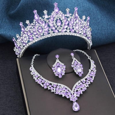 3 Stuks Groene Bruiloftskroon Sets Tiara's Bruidshoofddeksel voor Prinses Banket Dubai Sieradensets Kostuumaccessoires