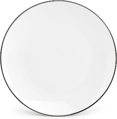 BonBistro Plat bord 20,5cm coupe black rim Basic White (Set van 6)