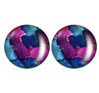 Clip oorbellen- Violetta -2 cm -Blauw Roze- geen gaatje- Charme Bijoux