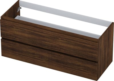 INK® wastafelonderkast 2 laden greeploos met houten keerlijst 120x45x52cm, koper eiken