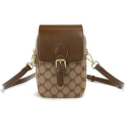 Modieuze Mobiele Telefoontas, Dames Kleine Tas, Meerlaagse Bedrukte Dames Tas, Crossbody Kleine Tas brown