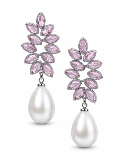 AVANT-GARDE PARIS Oorbellen - Dangle - Elegante - Rhodium Plated - 5.6 cm - Met Parels