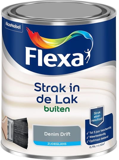 Flexa - Strak In De Lak Buitenlak Zijdeglans - Denim Drift - Mengverf - 750 Ml