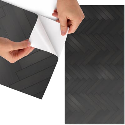 Tulup Meubelfolie - Donker visgraatpatroon Meubelfolie - 75x150 cm - Zwart Meubelfolie - Meubelfolie Zelfklevend - Minimalist Meubelfolie - Wrapfolie Keuken - Wanddecoratie - Texturen