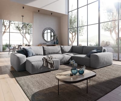 Woonlandschap Lanzo XL microvezel grijs 360x260 cm variabele fauteuil