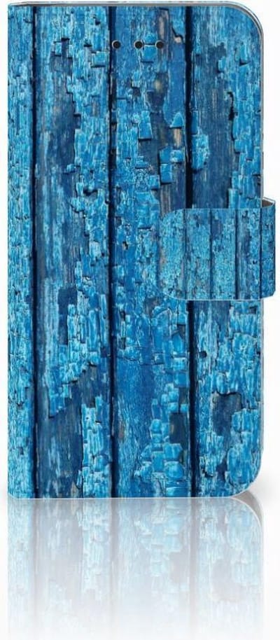 Apple iPhone X | Xs Book Style Case Wood Blue