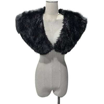 Middeleeuwse Viking Bont Cape Sjaal Kunstbont Kraag Schouder Cape Retro Krijger Ridder Jager Piraat Halloween Cosplay Kostuum One Size black