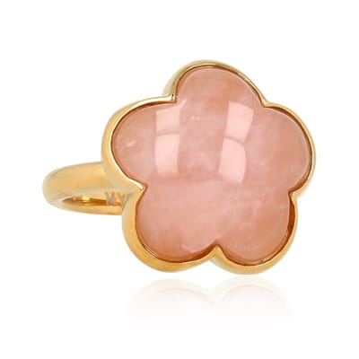 My Bendel - Bloemen Ring • Rose Quartz - met Luxe Cadeauverpakking | Sieraden Voor Dames | Maat 16.00 Mm / Maat 50