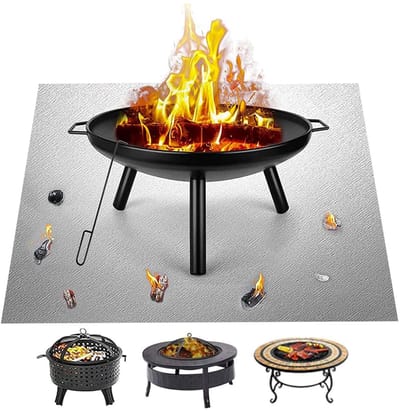 Dailygoods- Vuurschaal 80 cm - Draagbaar - Brandwerende Bescherming - Robuust voor Terras - Hitte- en Waterbestendig - Drie Lagen Aluminiumfolie - Brandmat