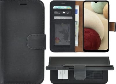 Geschikt voor Samsung Galaxy A14 5G Hoesje - Bookcase - Geschikt voor Samsung A14 Hoesje Book Case Wallet Echt Leer Zwart Cover
