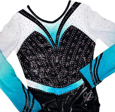 Sparkle&Dream Turnpakje Maddie Zwart Mintgroen Lange Mouw - Maat CSM 98-104 — Gympakje voor Turnen, Acro, Trampoline en Gymnastiek