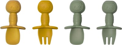 Sproudsy Kinderbestek Teddy Bear - Baby - Baby Bestek - BPA-Vrij - Groen Mango