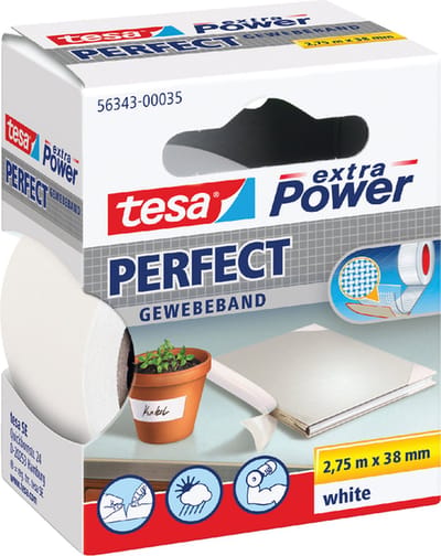 Tesa - Plakband textiel 38mmx2.75m wit | 6 stuks