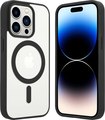 ShieldCase telefoonhoesje geschikt voor Apple iPhone 14 Pro Magneet hoesje transparant gekleurde rand - zwart - Shockproof backcover hoesje - Hardcase hoesje - Siliconen hard case hoesje met Magneet ondersteuning