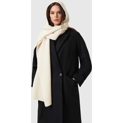 AllSaints Wren Hooded Scarf Antique White Size: OS | Scarves Outlet | Dames | Wit