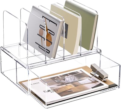 Bureau Organizer - Opbergbak Bureau - Thuis Kantoor - Met Lade - 23x31x12 cm - Transparant