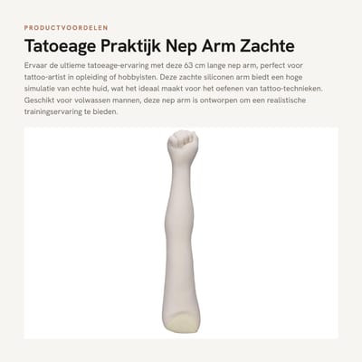 Dailygoods - Tatoeage Praktijk Nep Arm - Zachte Siliconen - Hoge Simulatie - 63 cm - Tattoo Training - Geschikt voor Volwassenen - Realistisch Model