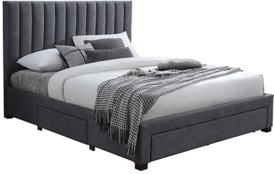 Vente-unique Bedframe stof grijs 180 x 200 cm (Super King Size Bed)
