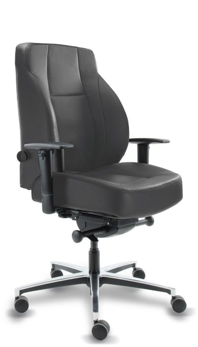 Workliving Delta-5 Leer Compact - Ergonomische 24-uurs Bureaustoel