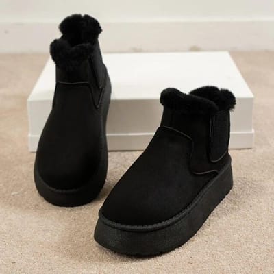 Snowboots voor dames Lage damesschoenen Platte hak laarsjes Dames Winterschoenen Laarzen Dames Verdikking Plus fluwelen warme laarzen 41 zwart