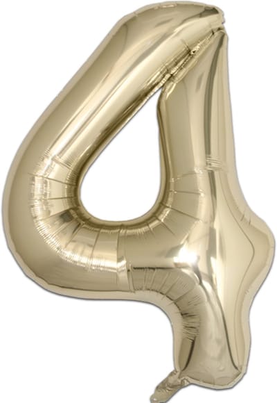 Q2P - Ballon - Cijfer - 4 Jaar - Verjaardag - Feest - Versiering - Helium - Ballonnen - Feestartikelen - Decoratie - Goud