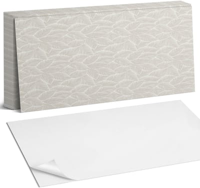 Coloray Plaktegels - Bladpatroon in arrangement Zelfklevende Wandtegels - 40 cm x 20 cm - Beige Plaktegels - 10 stuks - Rechthoek PVC Tegels - Plaktegels Badkamer - Vloertegels Zelfklevend - Vinyltegels Vloer Zelfklevend - Portugese Tegels
