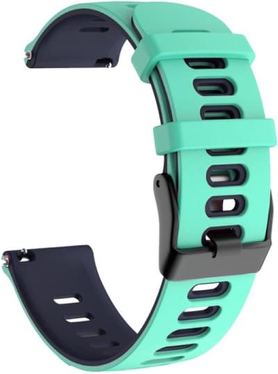 Siliconen bandje - geschikt voor Garmin Venu (2 Plus) / Venu SQ (2) / Vivomove (Style - Sport) / Vivoactive 3 / 5 / 6 / Forerunner 55 / 165 / 245 / 645 / 570 - 42mm - mintgroen-donkerblauw