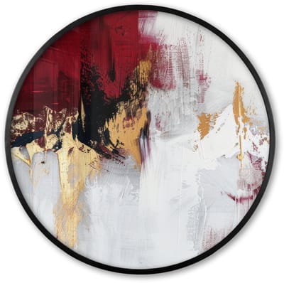 Poster in lijst Rond - Fotolijst 60x60 cm - Posters - Rood - Marmer - Abstract - Goud - Modern - Ronde posterlijst zwart - Decoratie - Wanddecoratie woonkamer - Muurdecoratie slaapkamer