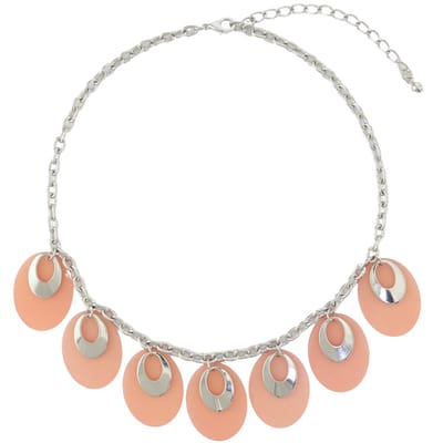 Behave – Ketting – Zilverkleurig Roze – Cirkel Hangers – Modieus – Nikkelvrij