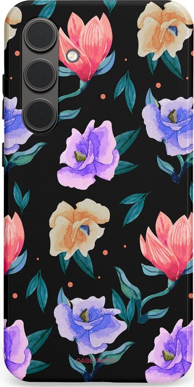 Casetastic hoesje geschikt voor Samsung Galaxy S24 Plus - Dubbellaagse bescherming - Avondtuin - Fashion Case - Zwart Petrol Lavendel