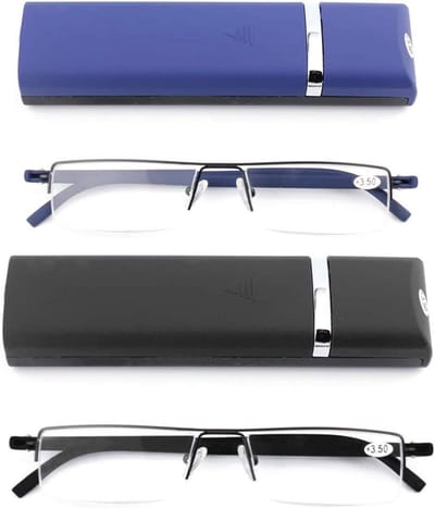 Ultralichte TR90 Leesbril voor Dames en Heren - Halve Bril in Smalle Stijl met Etui en Poetsdoek