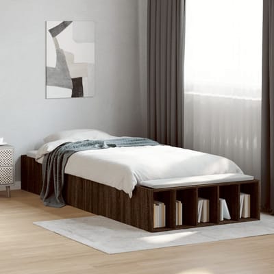 vidaXL - Bedframe - bewerkt - hout - bruin - eikenkleur - 90x190 - cm