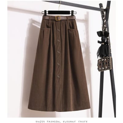 Retro corduroy rok voor dames voor dames met een maatje meer bedekt de heupen en oogt slank en paraplu rok hoge taille A-lijn rok 4XL gray