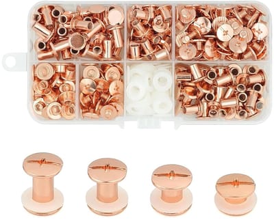 Chicago Schroeven Set - Bindschroeven Rieten - Ambachtelijk Werk - Met Nylon Gasket - 120 Stuks - Rose Goud
