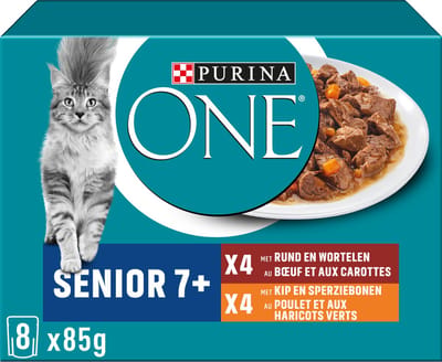 PURINA® ONE® Senior - Kattenvoer Natvoer - Kip & Rund - 40 x 85 g