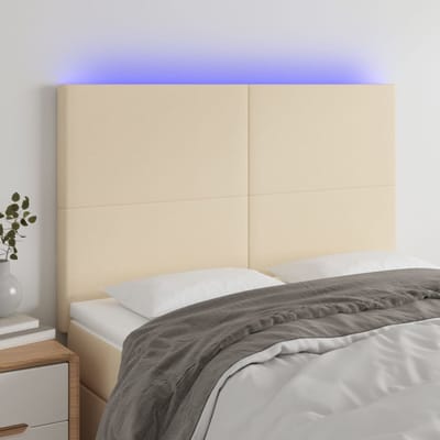 vidaXL - Hoofdbord - LED - 144x5x118/128 - cm - stof - crèmekleurig