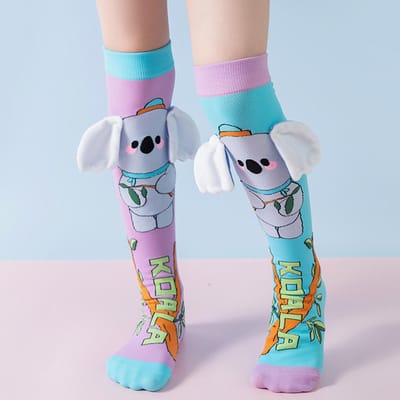 Chien Lapin Dessin Animé Filles Garçons Bas Drôles Pingouin 3D Chaussettes Enfants Fête Festival Enfants Bas Longs Mi-mollets One Size gray