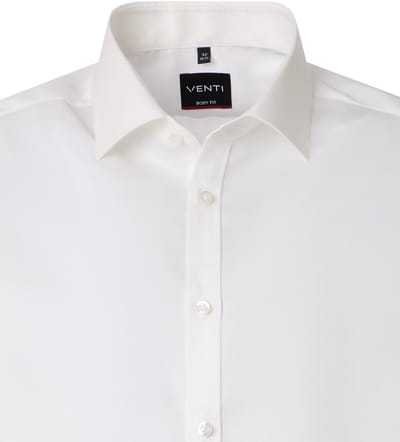 VENTI body fit overhemd - twill - offwhite - Strijkvrij - Boordmaat: 38