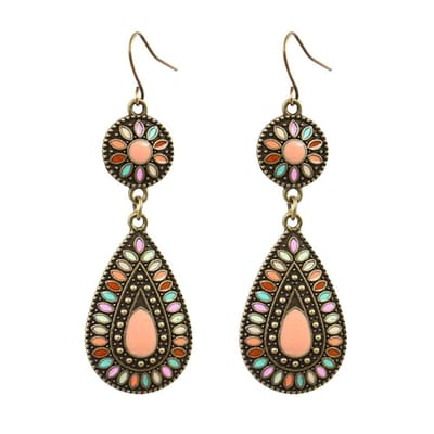 Fako Bijoux® - Oorbellen - Bohemian - Druppel Retro - Roze
