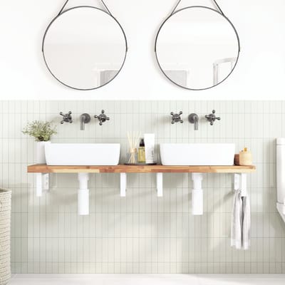 vidaXL - Badkamer - wandschap - staal - en - massief - acaciahout