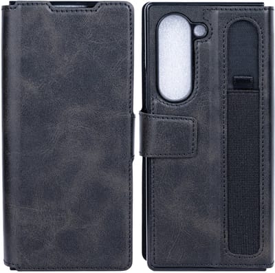 Rixus Wallet Case With Pen Holder For Samsung Galaxy Z Fold6 Black