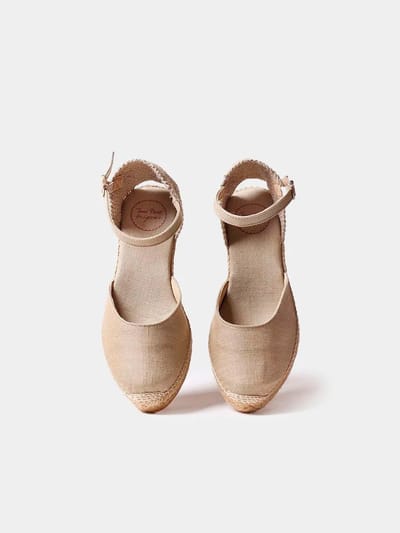 Espadrilles met middelhoge sleehak en striksluiting voor dames | ROMINA